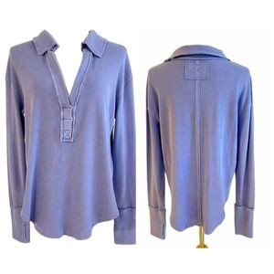 Free People NWT Anakin V-Neck Thermal SZ M Periwinkle Blue